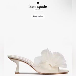 Kate Spade Flourish Tulle Heeled Sandals, Cream, Size 9, Best Sellers, New